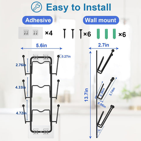 Carry360: 2 Unidades de Organizador de Tapas para Armario - 6 Niveles, Montaje en Pared o Adhesivo