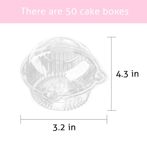 MR.FOAM Soportes Individuales para Magdalenas — 50 Cajas Transparentes con Tapa Domo