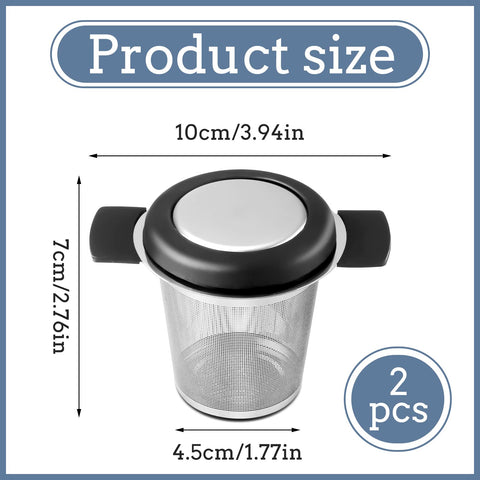 Prudiut – Juego de 2 coladores para té de acero inoxidable con malla ultrafina y tapa