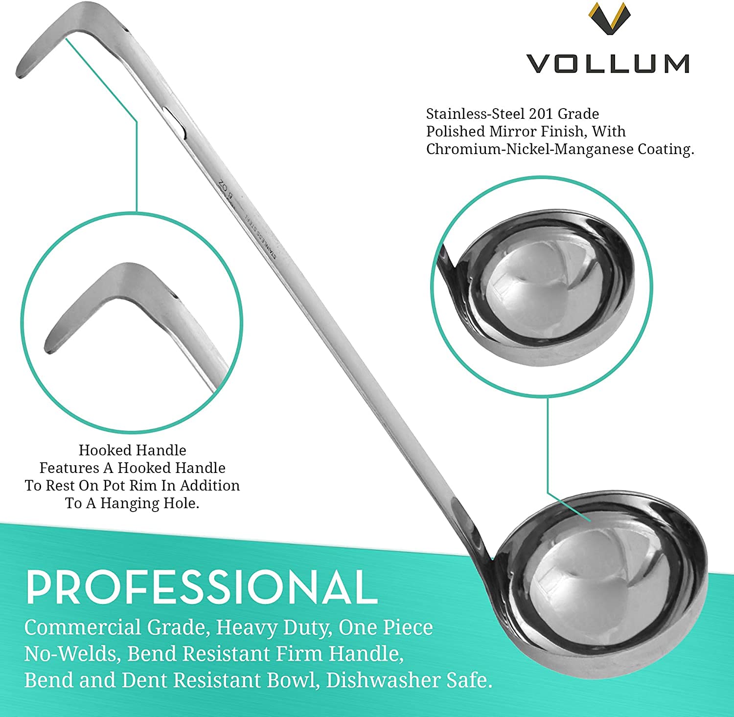 Vollum mango largo facilita maniobrar en ollas y freidoras.