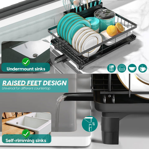 MERRYBOX Escurridor de Platos para Encimera PRO+ 2025 – 15% más capacidad, 3 compartimentos