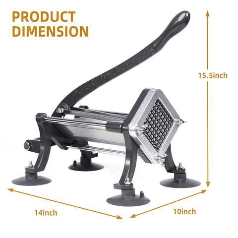 SHSYCER Cortadora de Papas Francesas Comercial con Ventosas – Juego Completo Gris 1/4, 3/8 y 1/2 pulgadas