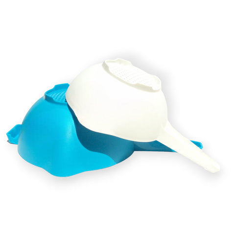 Tupperware Escurridores 1 Qt y 2 Qt – Conjunto de Coladores con Asa (Blanco y Azul)