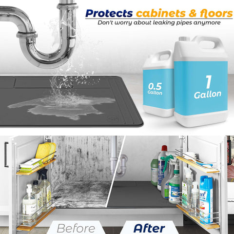 Famous Dino: Alfombrilla Original Bajo Lavabo de Silicona Impermeable, Recortable y Fácil de Limpiar