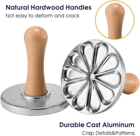 OPPEIN Set de 3 Sellos para Galletas con Mango de Madera – Decoración Navideña
