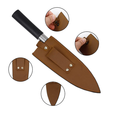 Qchengsan Funda para Cuchillo de Cuero Vacuno 8.2 x 2.2 pulgadas - Protección Universal para Cuchillos de Chef
