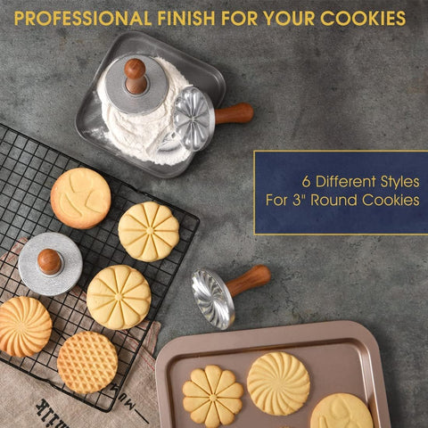 OPPEIN Set de 3 Sellos para Galletas con Mango de Madera – Decoración Navideña