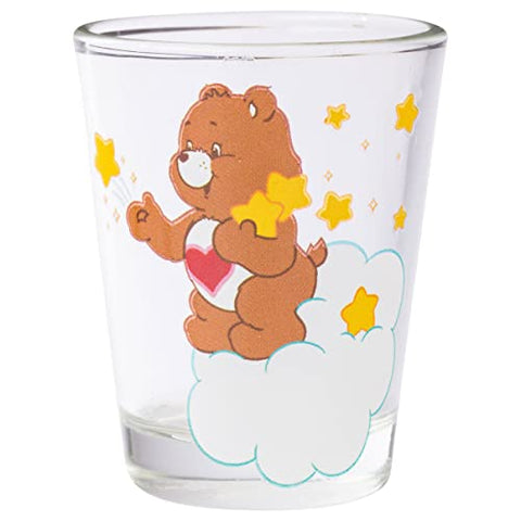 Silver Buffalo Care Bears en las Nubes: Juego de 4 Vasos Mini 1.5 oz con Funshine, Tenderheart, Cheer y Grumpy Bear