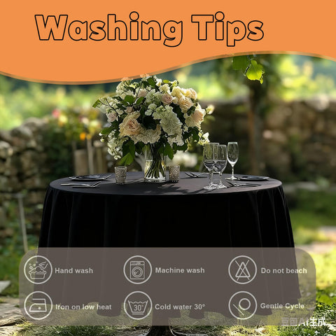 TWINRPET TwinPret Mantel Redondo 60 Pulgadas Negro – Impermeable y Lavable en Poliéster para Mesas 20–48 Pulgadas