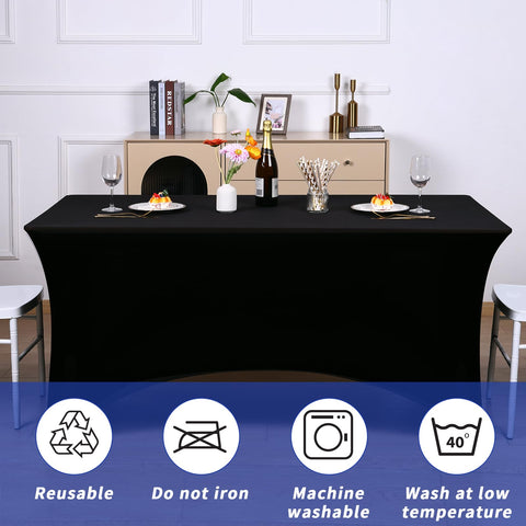 Fixwal 12 Pack Manteles Elásticos para Mesa de 6 Pies (Rectangular, Negro) – Eventos