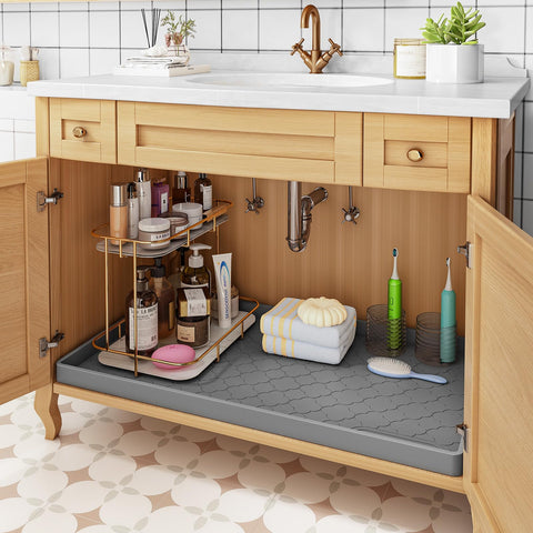Jin&Bao Alfombrilla impermeable para fregadero 34x22 pulgadas | Protector de gabinetes de silicona