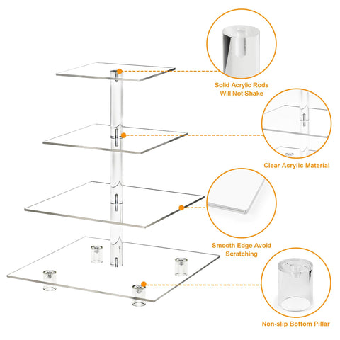 LoveDisplay Torre de Cupcakes 4 Niveles | Soporte Acrílico Transparente para 50 Dulces
