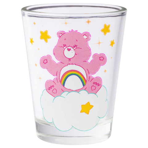Silver Buffalo Care Bears en las Nubes: Juego de 4 Vasos Mini 1.5 oz con Funshine, Tenderheart, Cheer y Grumpy Bear