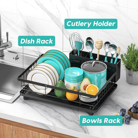MERRYBOX Escurridor de Platos para Encimera PRO+ 2025 – 15% más capacidad, 3 compartimentos
