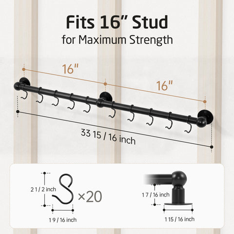 KES 130 lb Estante de Ollas de Pared – Alta Capacidad, 32