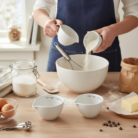 Portmeirion Sophie Conran Tazas Medidoras de Porcelana Blanca – Juego de 4, Apilables para Cocina y Repostería