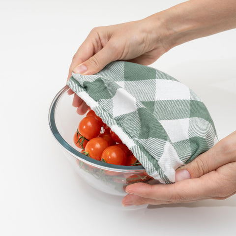 Cubrecubos de tela verde salvia para cuencos — elasticidad para 9, 8, 6.5 y 4.5 pulgadas (1XL, 1L, 1M, 1S) | Organic Cotton Mart