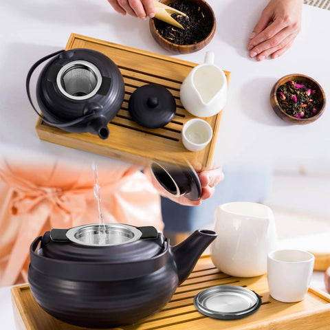 Prudiut – Juego de 2 coladores para té de acero inoxidable con malla ultrafina y tapa