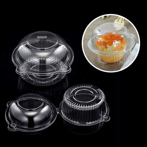 MR.FOAM Soportes Individuales para Magdalenas — 50 Cajas Transparentes con Tapa Domo
