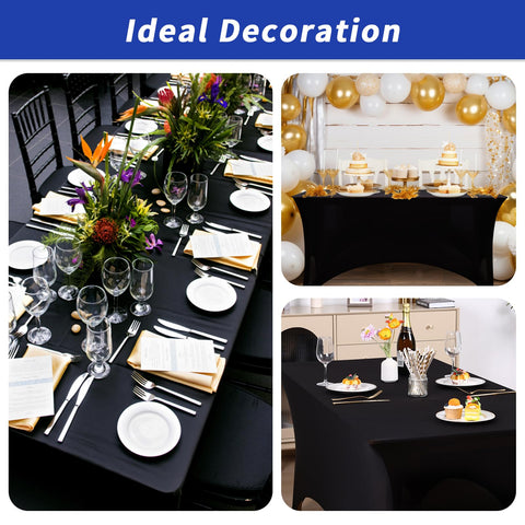 Fixwal 12 Pack Manteles Elásticos para Mesa de 6 Pies (Rectangular, Negro) – Eventos