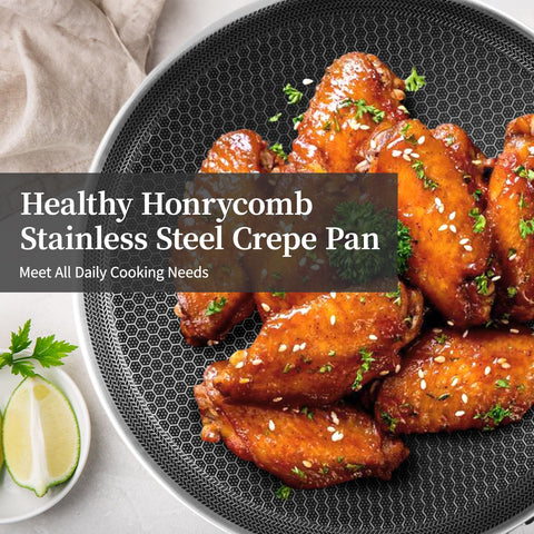 Innerwell Sartén para Crepes de Acero Inoxidable 12 Pulgadas con Revestimiento Antiadherente en Panal