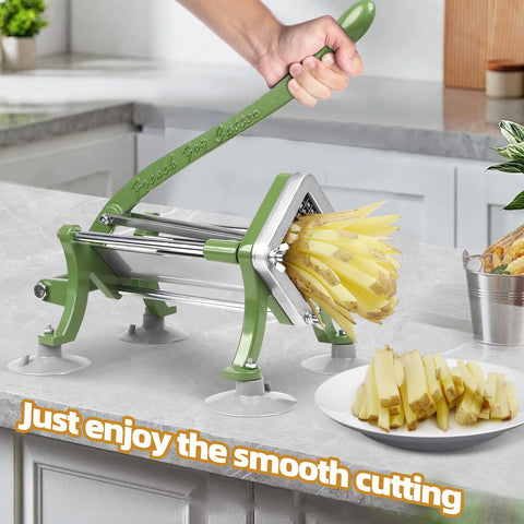 SHSYCER Cortador de Papas Comercial con Sujeción y Ventosas – Cinco Cuchillas: 1/4 pulgada, 1/2 pulgada, 3/8 pulgada, #6 y #8