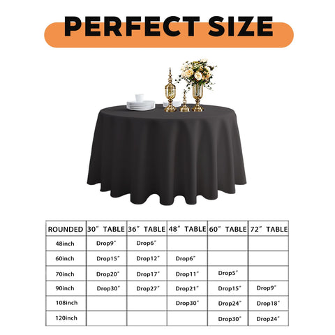 TWINRPET TwinPret Mantel Redondo 60 Pulgadas Negro – Impermeable y Lavable en Poliéster para Mesas 20–48 Pulgadas