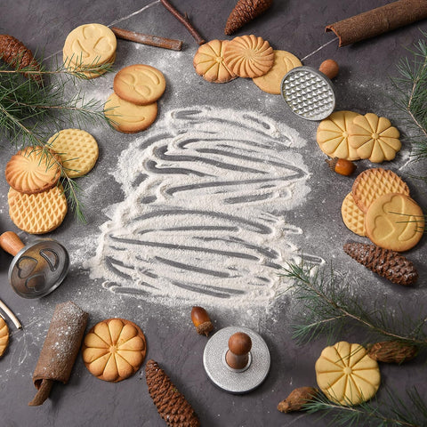 OPPEIN Set de 3 Sellos para Galletas con Mango de Madera – Decoración Navideña