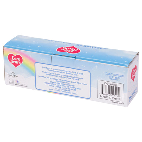 Silver Buffalo Care Bears en las Nubes: Juego de 4 Vasos Mini 1.5 oz con Funshine, Tenderheart, Cheer y Grumpy Bear