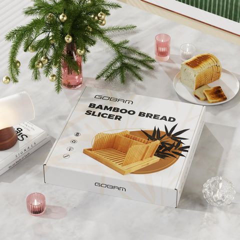 Gobam Rebanadora de Pan de Bambú Ajustable – 3 Espesores y Diseño Extra Grande