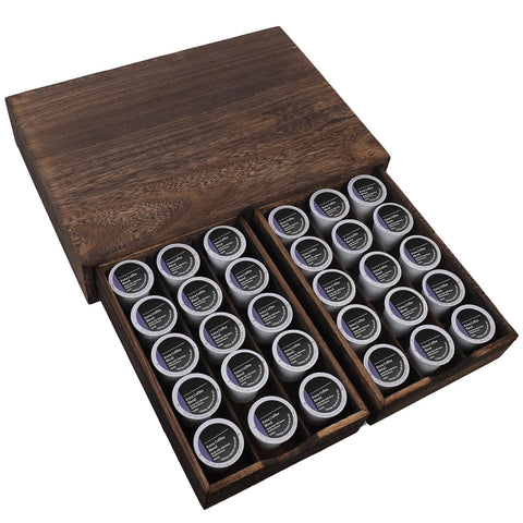 HTB: Soporte para Cápsulas K – Cajón Deslizante, Capacidad 30 Cápsulas, Madera Natural