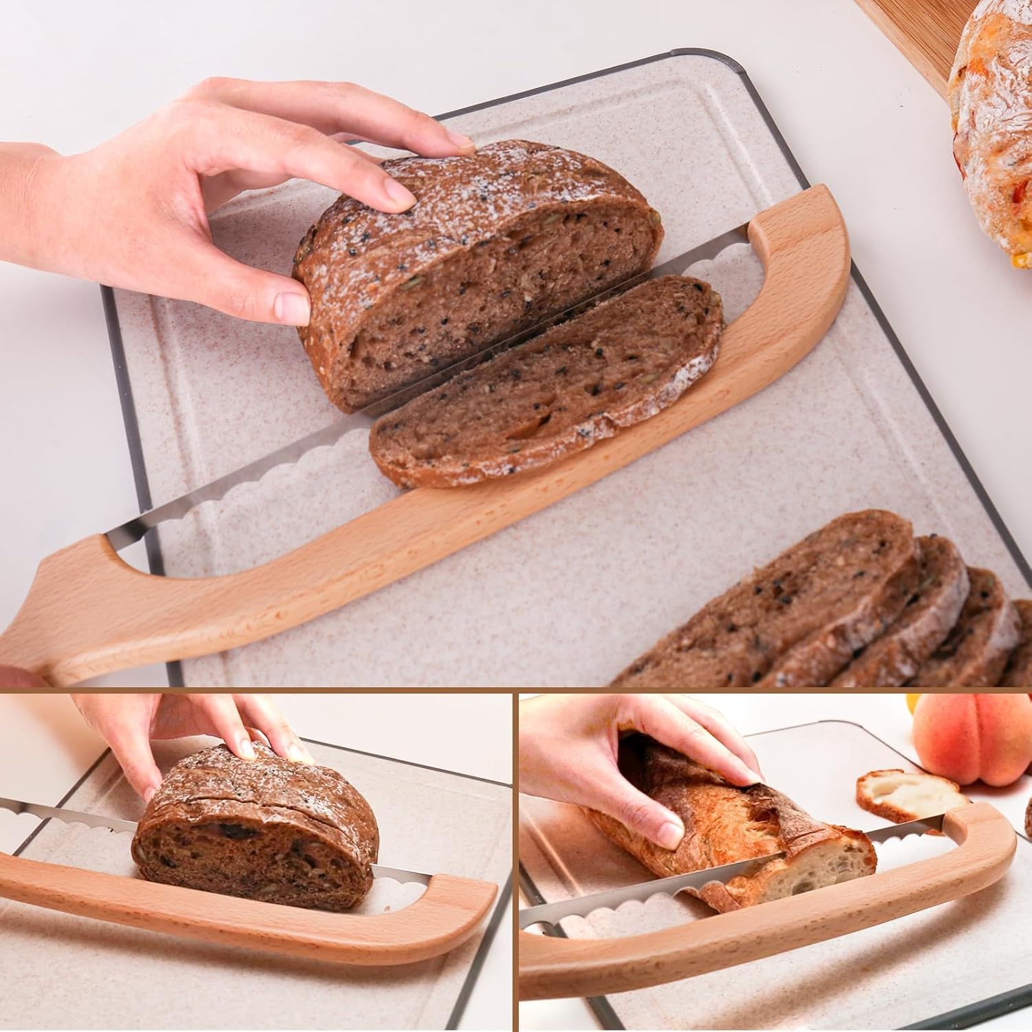 Diseño ergonómico Woodever Cuchillo de pan para largas sesiones