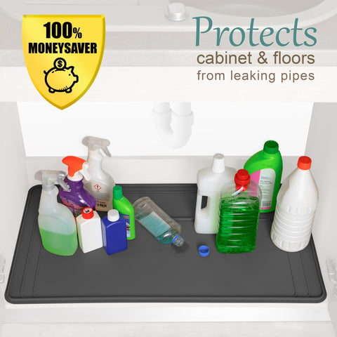 Famous Dino: Alfombrilla Original Bajo Lavabo de Silicona Impermeable, Recortable y Fácil de Limpiar