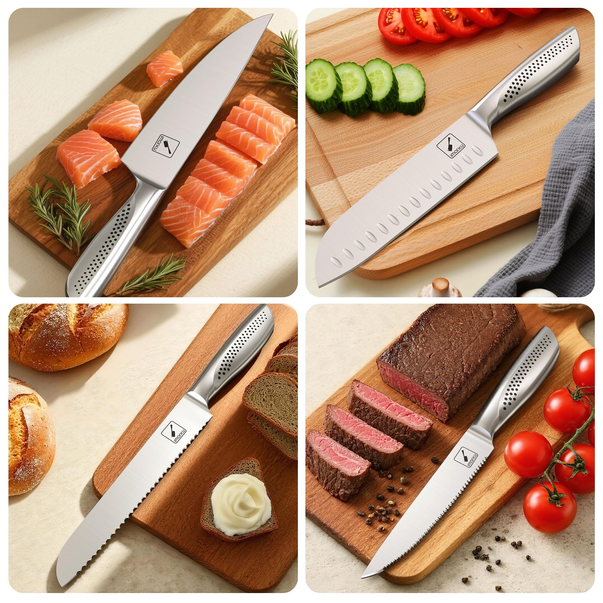 imarku bloque de almacenamiento y afilado en madera nogal, diseño elegante