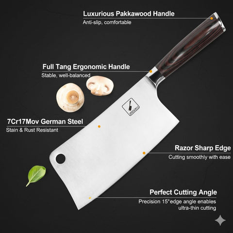 Cincel de carne Imarku 7 pulgadas para corte multiusos en cocina.