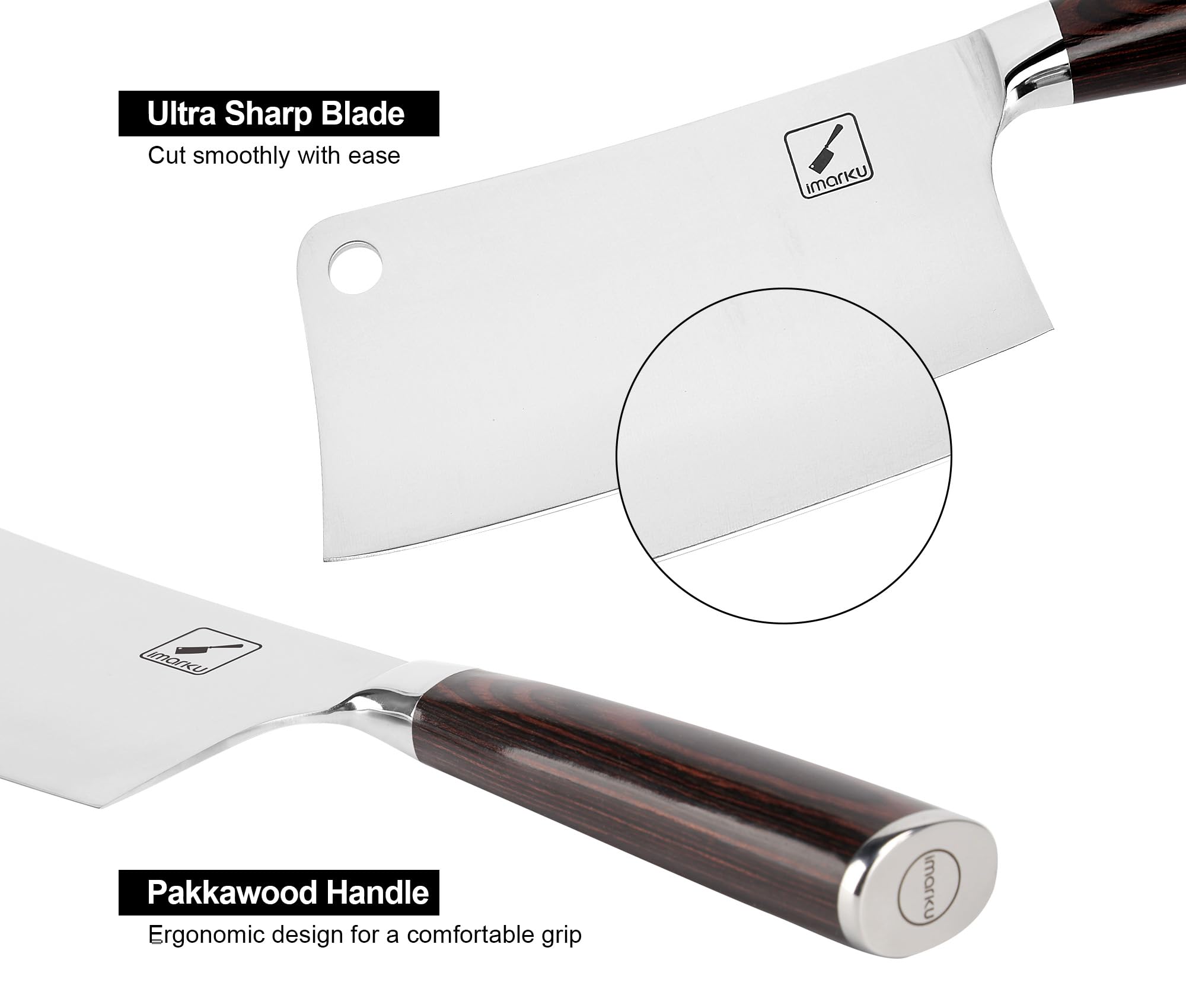 Cincel de carne Imarku 7 pulgadas con caja regalo elegante para cocineros.