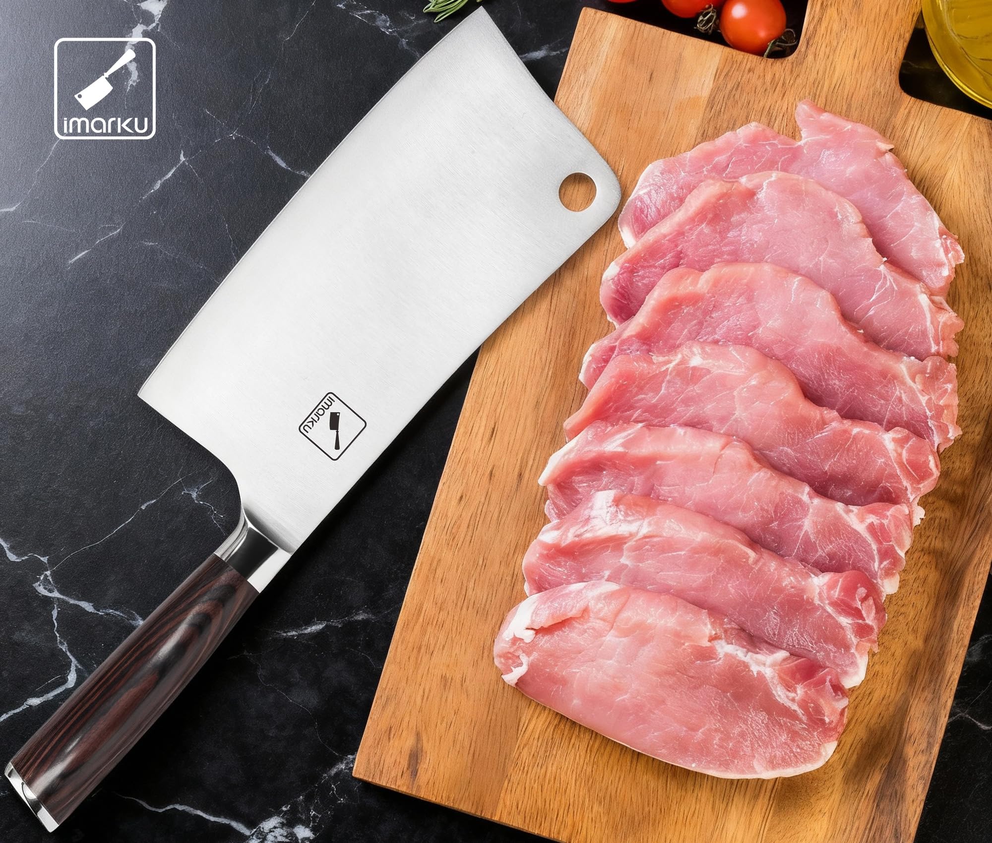 Cincel de carne Imarku 7 pulgadas apto para uso diario en cocina.