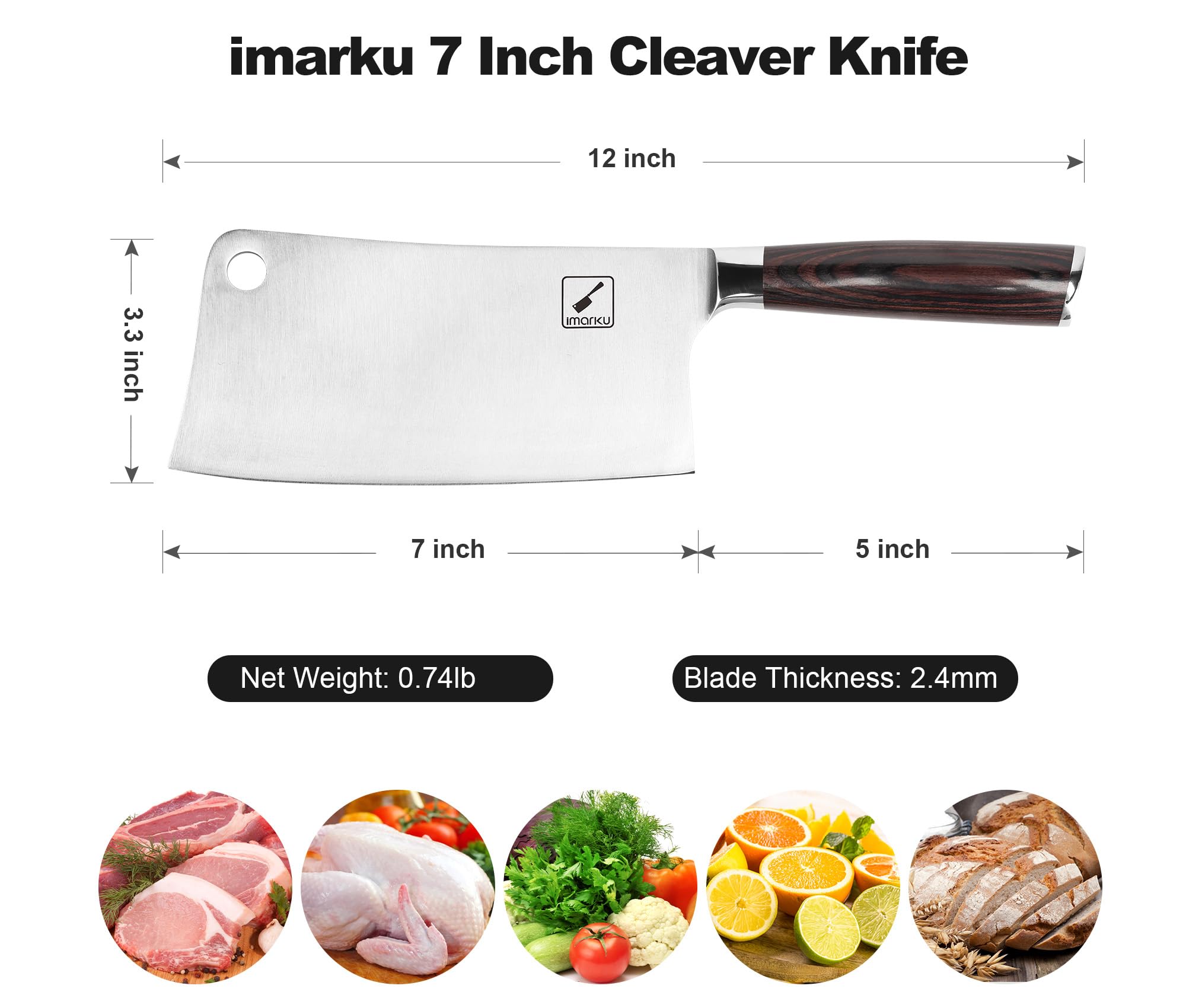 cleaver con filo de 18° en ambos lados para cortes lisos