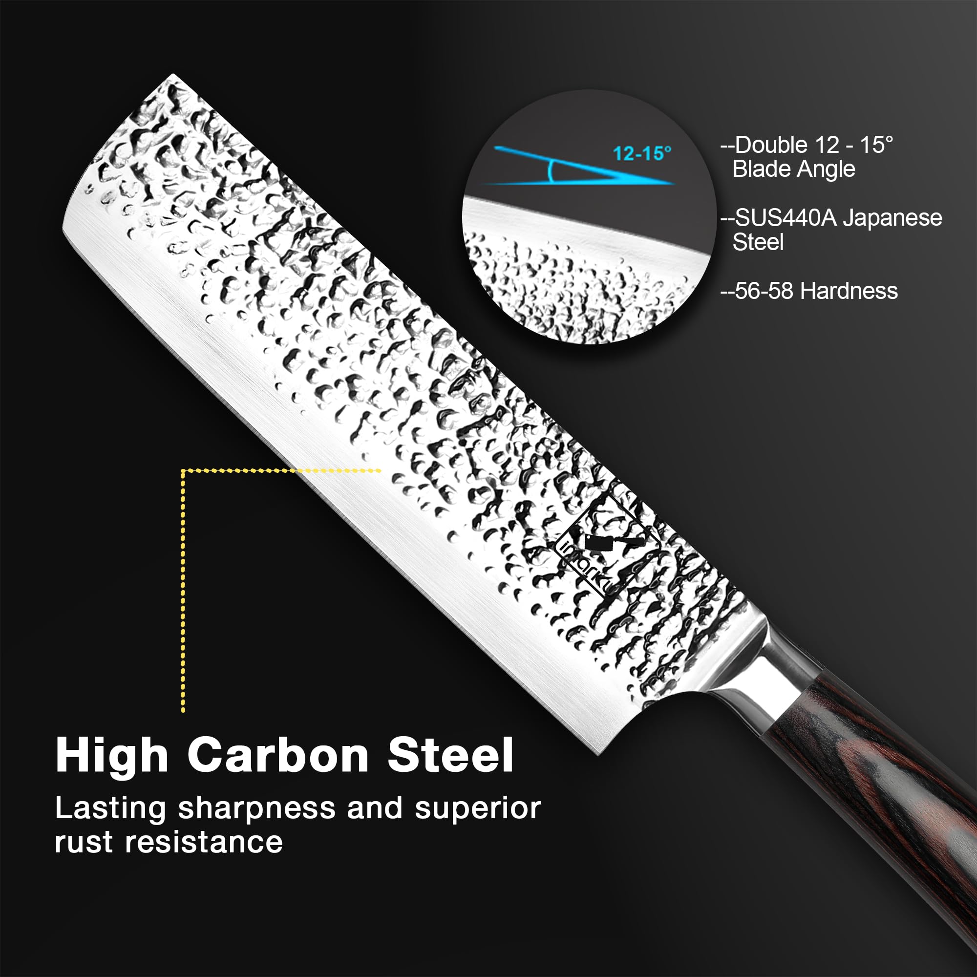 Acero alto carbono IMARKU Nakiri resistente a óxido y manchas