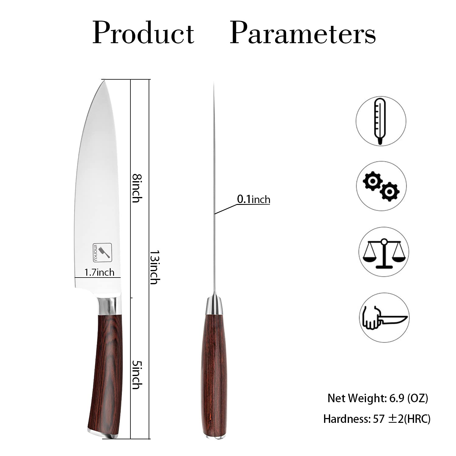 Acero inoxidable Imarku, acabado brillante y resistencia a la corrosión.