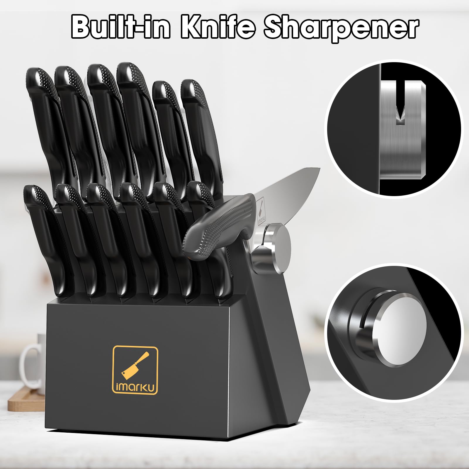 Cuchillo chef imarku de 8 pulgadas con filo preciso para cortes rápidos.