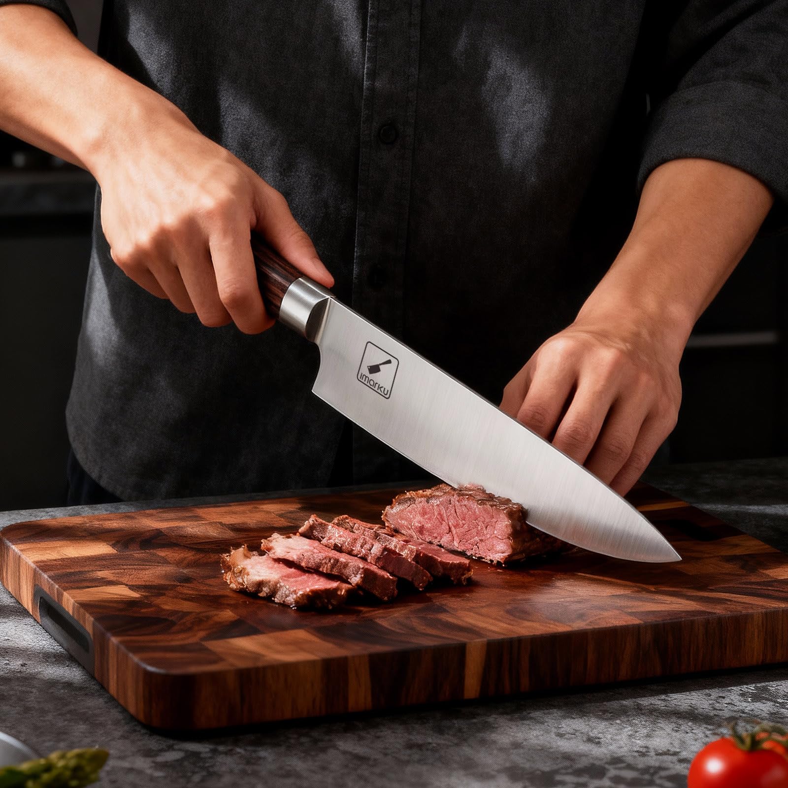 Hoja de acero de alto carbono imarku en primer plano para cortes limpios.