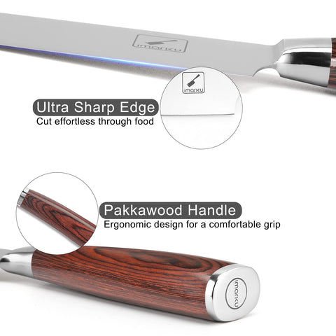 Hoja de alto carbono Imarku 8 pulgadas, alta durabilidad.