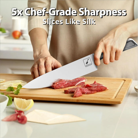 Imarku cuchillo chef 8 pulgadas, filo afilado para cortes precisos.