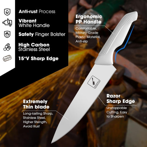 Cuchillo chef imarku afilado para cortes precisos en la cocina diaria.