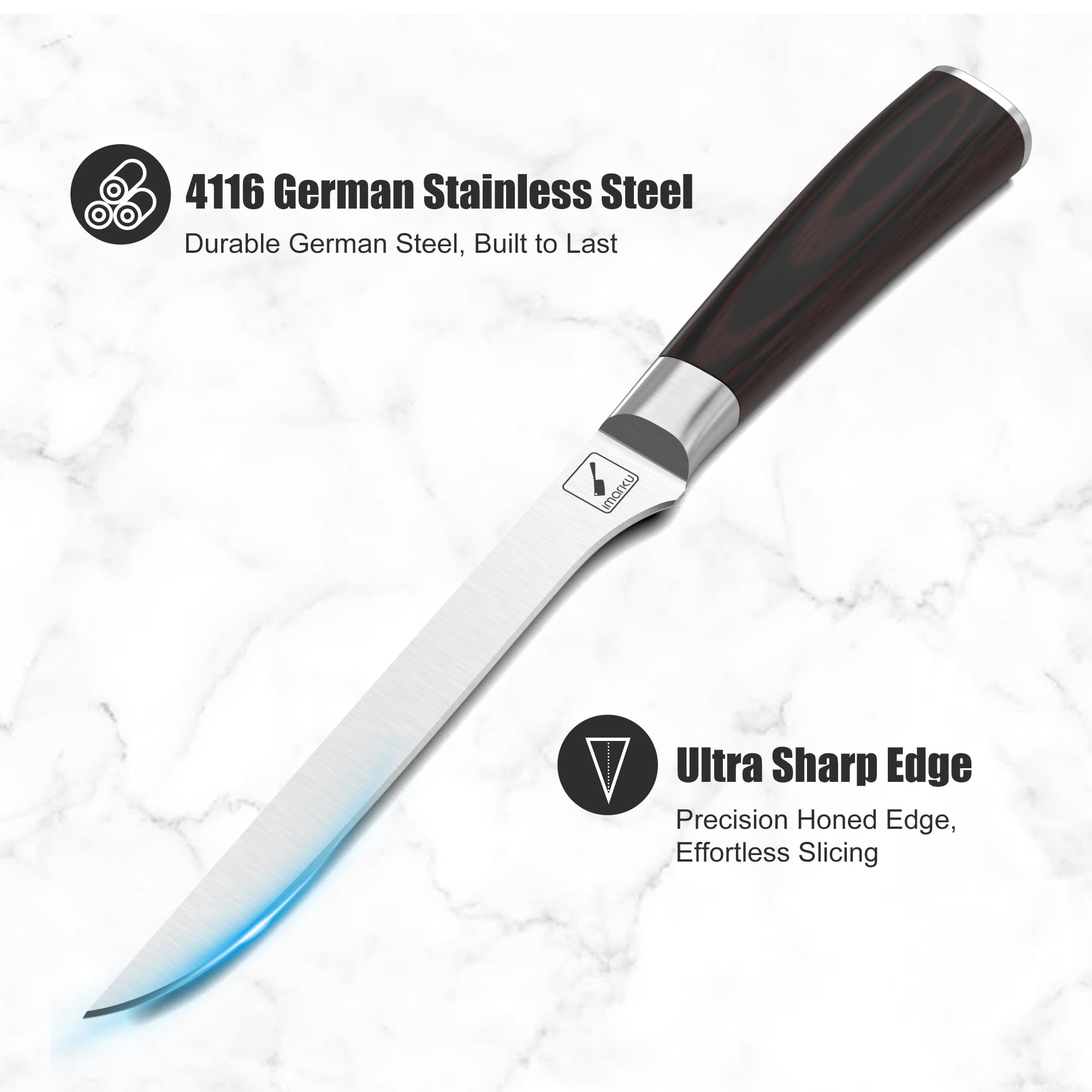 Cuchillo deshuesar imarku con mango pakkawood ergonómico para mayor confort