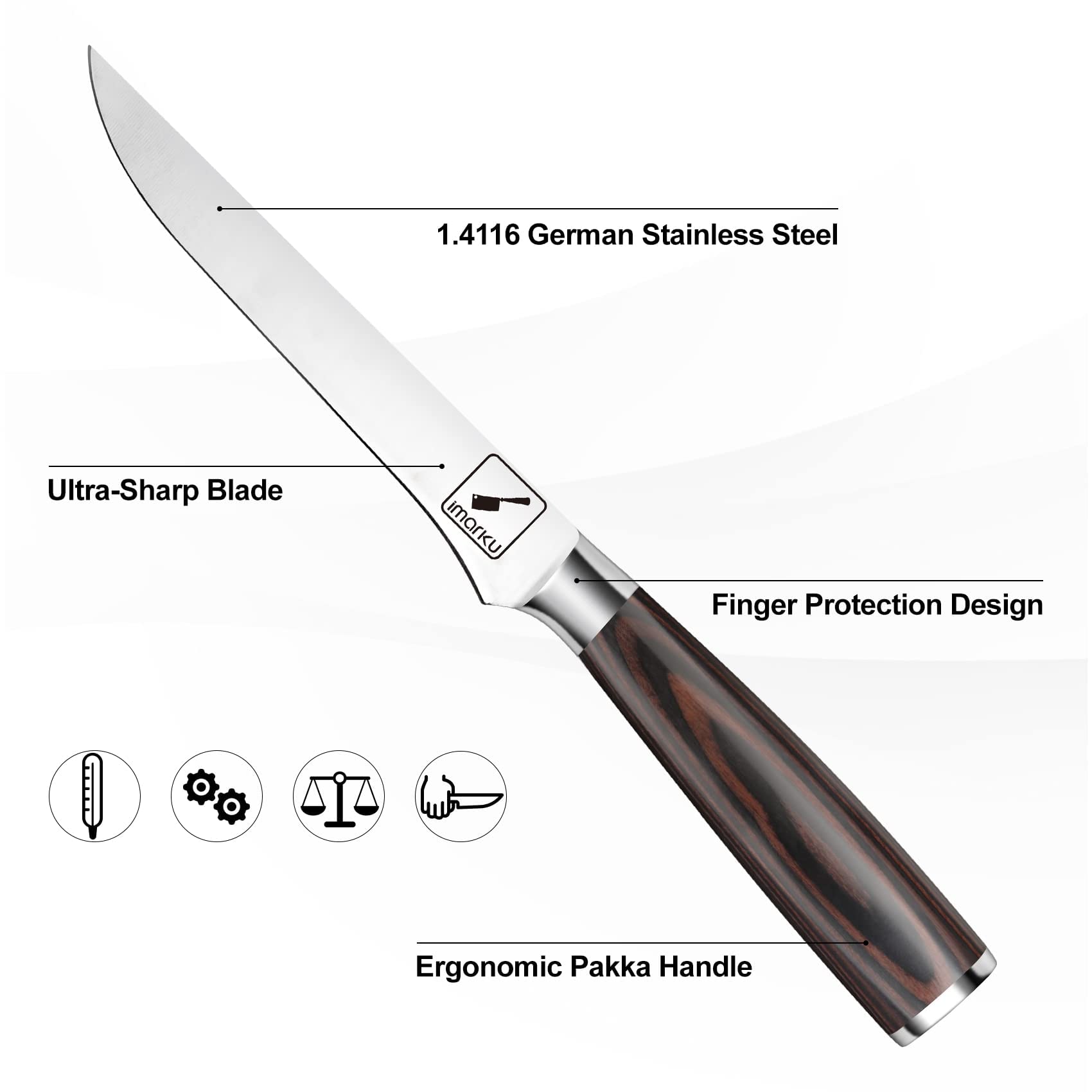 Cuchillo filetear pescado imarku 6 pulgadas para filetes limpios.