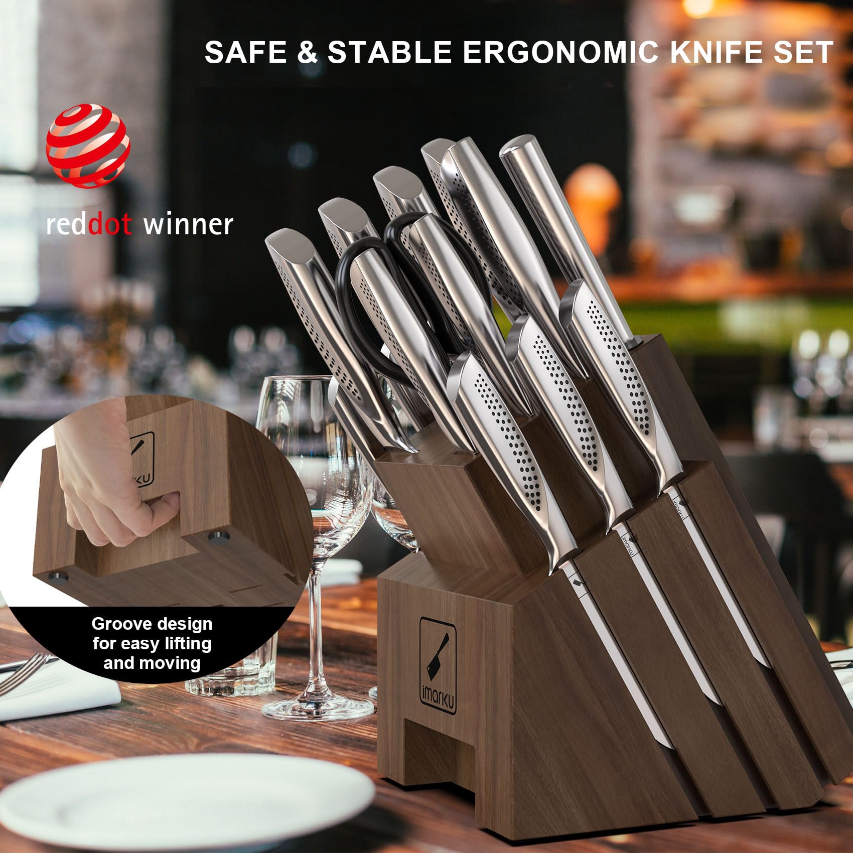 imarku cuchillo pan 8 pulgadas, ideal para rebanar pan suave sin aplastar