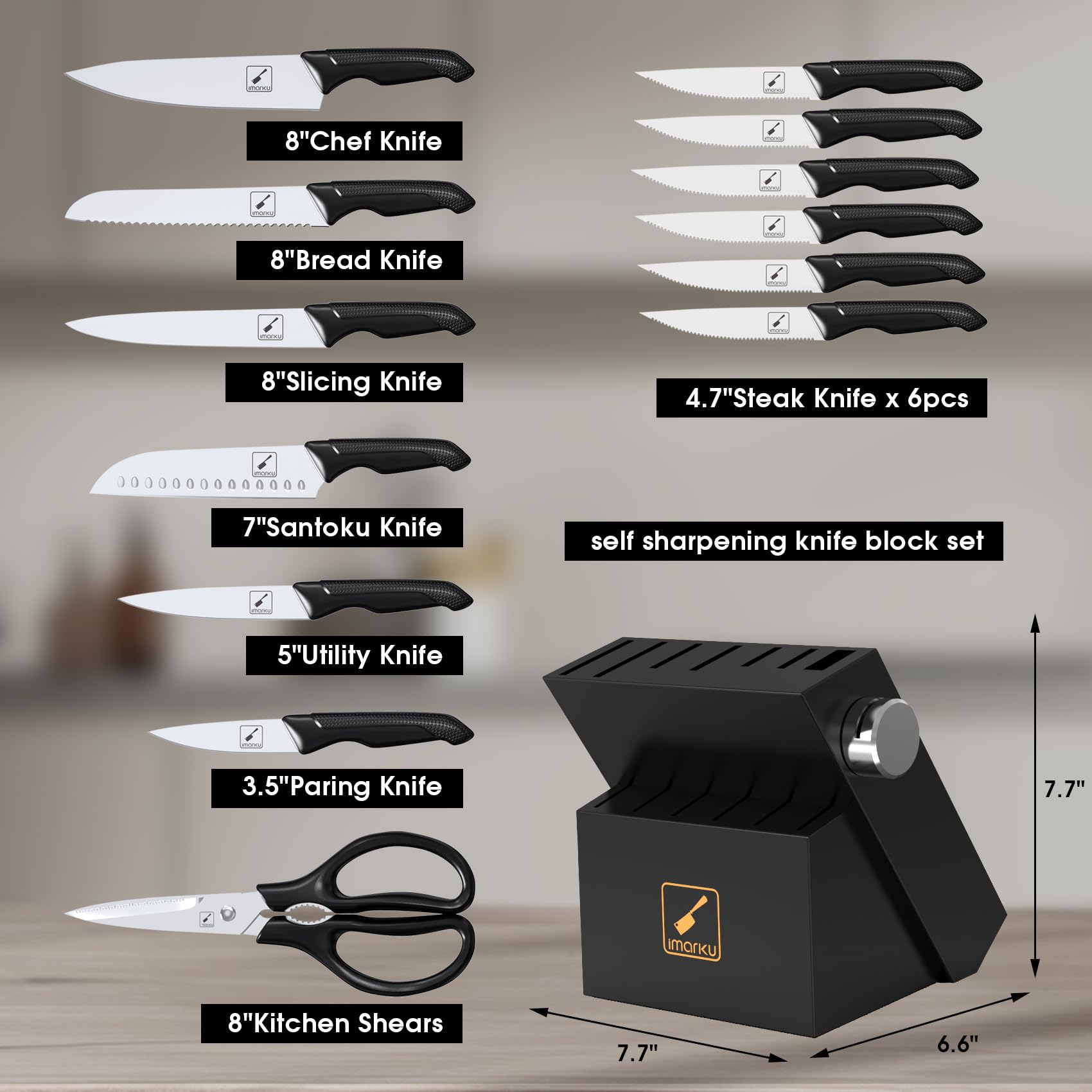 Cuchillo pan imarku de 8 pulgadas serrado para rebanar pan sin esfuerzo.