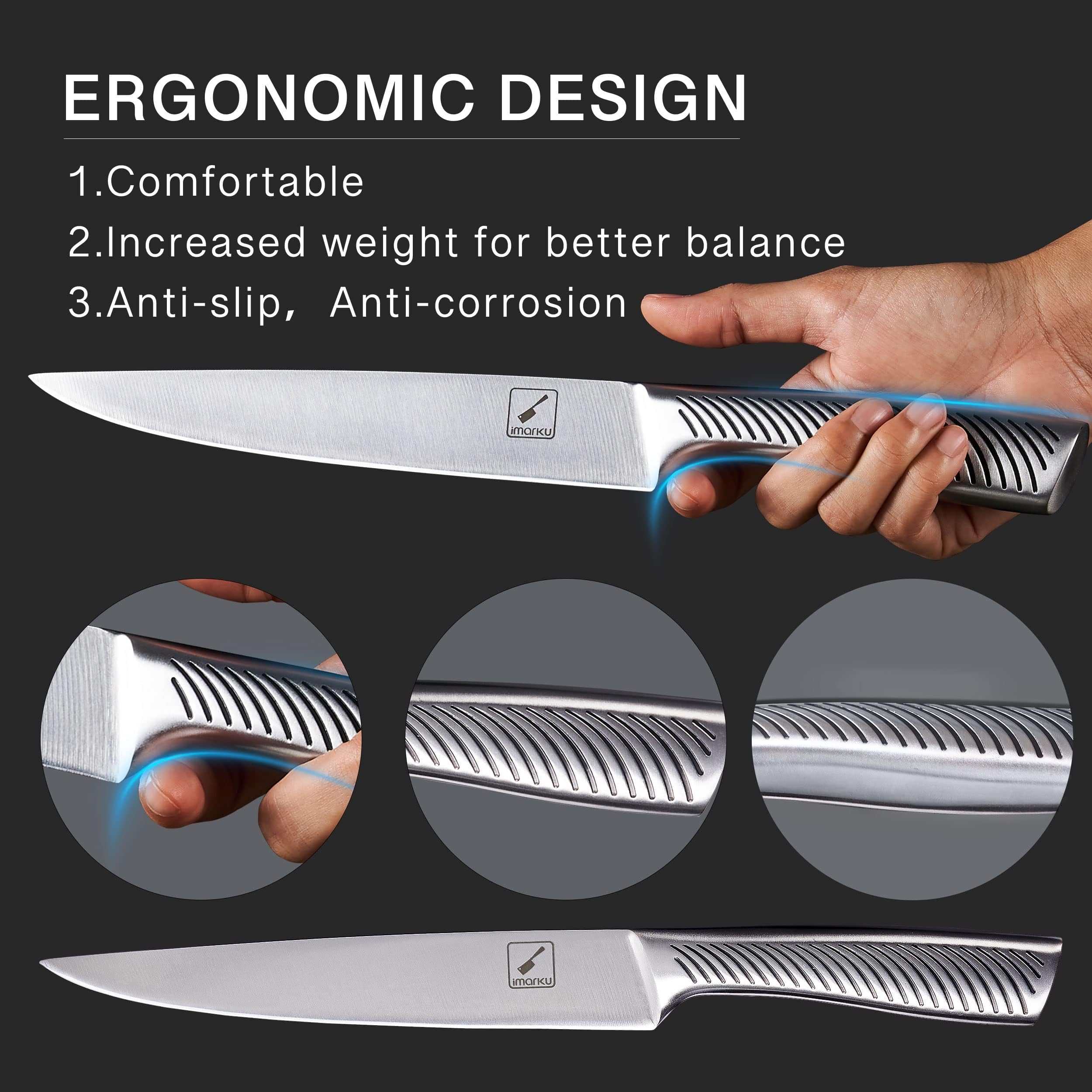 Imarku cuchillo pan 8p, afilado para rebanar pan de manera uniforme.